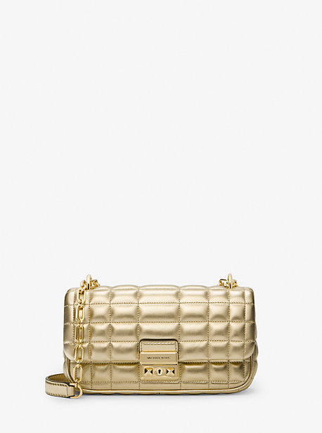 MK Tribeca Small Quilted Metallic Leather Shoulder Bag - Pale Gold - Michael Kors