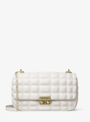 MK Schultertasche Tribeca Large Aus Abgestepptem Leder - Natur