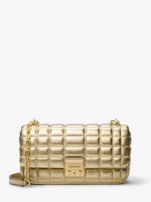 Tribeca Large Metallic Quilted Leather Shoulder Bag image number 0