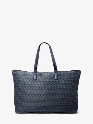 Jet Set Travel Large Signature Logo Print Woven Tote Bag Michael