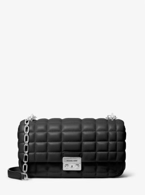 Michaelkors Tribeca Large Quilted Leather Shoulder Bag,BLACK