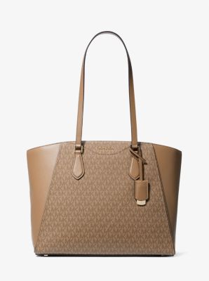 Taryn Large Signature Logo and Leather Tote Bag image number 0