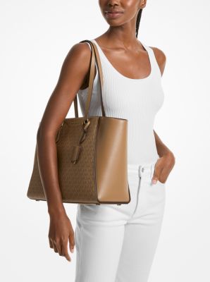 Taryn Large Signature Logo and Leather Tote Bag image number 3