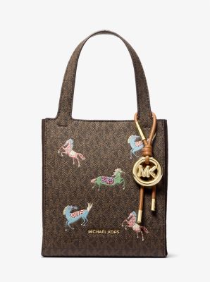 Jordi Small Signature Logo Convertible Tote Bag in BRN/ACORN | Michael Kors