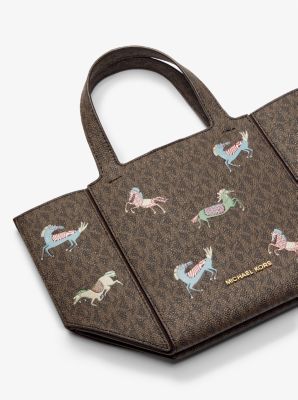 Jordi Small Signature Logo Convertible Tote Bag in BRN/ACORN | Michael Kors