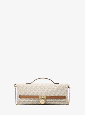 MK Clutch Hamilton Moderne Medium Mit Signature-Logomuster - Natur