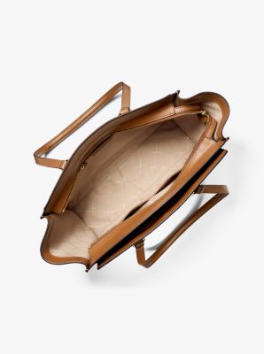 Borsa tote Becca grande con riga e logo in BRONZO/GHIANDA | Michael Kors