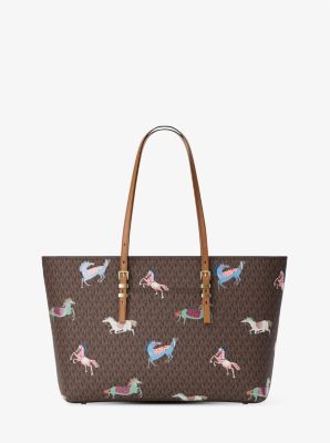 Quinn Large Signature Logo Tote Bag in BRN/ACORN | Michael Kors