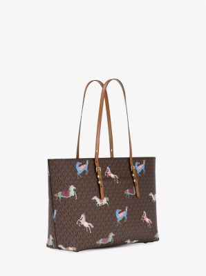 Quinn Large Signature Logo Tote Bag in BRN/ACORN | Michael Kors