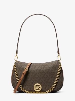 MK Wandelbare Schultertasche Nolita Medium Mit Signature-Logomuster - Braun