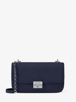 MK Schultertasche Tribeca Large Aus Gekrispeltem Leder - Blau