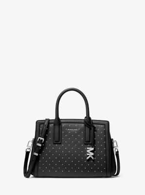 Michael Kors Laila Small Studded Leather Satchel In Black