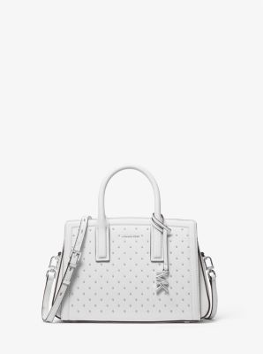 MK Henkeltasche Laila Small Aus Leder Mit Nietenbesatz - Weiss