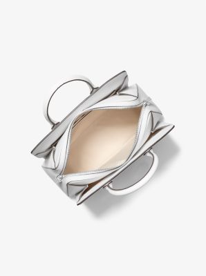 Sac Laila de taille moyenne avec logo en relief in BLANC OPTIQUE | Michael Kors