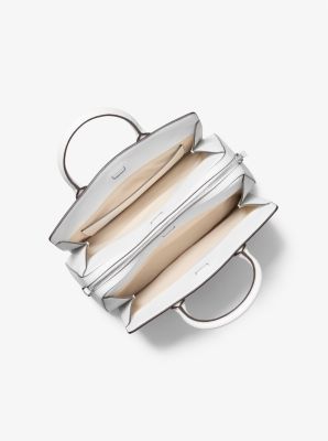 Sac Laila de taille moyenne avec logo en relief in BLANC OPTIQUE | Michael Kors