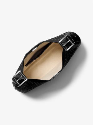 Borsa hobo Nolita grande in pelle martellata con borchie in NERO | Michael Kors