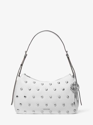 MK Schultertasche Nolita Medium Aus Leder Mit Nieten - Weiss