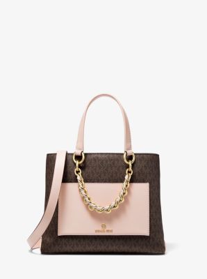 michael michael kors cece medium ribbon chain leather tote