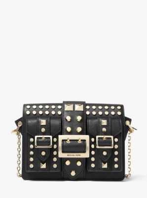 Hayden medium studded saffiano leather hot sale messenger bag