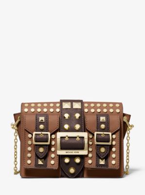 Hayden Medium Studded Saffiano Leather Messenger Bag