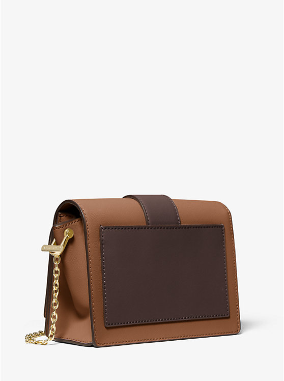 Hayden Medium Studded Two-Tone Saffiano Leather Messenger Bag | Michael ...