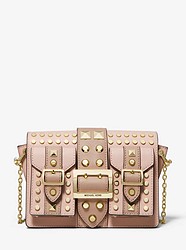 Hayden Medium Studded Two-Tone Saffiano Leather Messenger Bag - SFTPINK/FAWN - 30S0G0YM8T