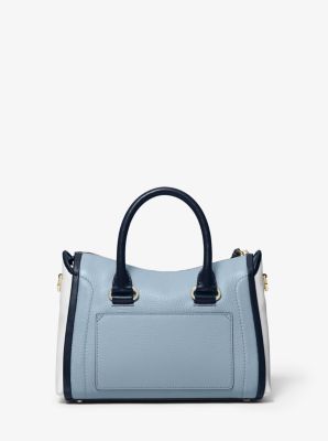 Carine Small Color-Block Pebbled Leather Satchel image number 3