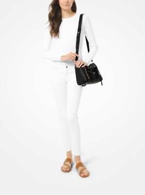 Carine Extra-Small Studded Pebbled Leather Crossbody Bag