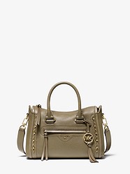 Carine Small Studded Pebbled Leather Satchel - ARMY - 30S0GCCS1T