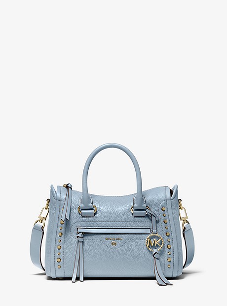 Carine Small Studded Pebbled Leather Satchel - PALE BLUE - 30S0GCCS1T