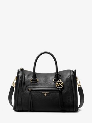 Michael Kors Carine Medium Pebbled Leather Satchel Bag in Navy 30S0GCCS2L –