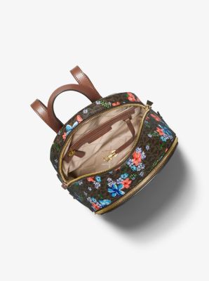 Rhea Medium Floral Printed Logo and Leather Backpack Michael Kors