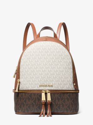 Rhea Medium Color-Block Logo Backpack