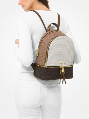 Rhea Medium Color-Block Logo Backpack image number 3