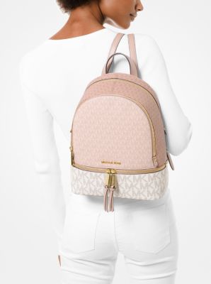 Rhea Medium Color-block Logo Backpack 