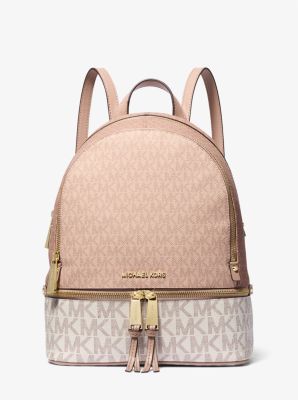 Rhea Medium Color-block Logo Backpack 