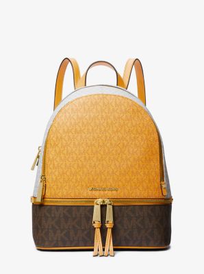 Rhea Medium Color-Block Logo Backpack