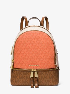 michael kors rhea medium color block logo backpack brown backpacks