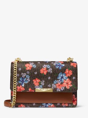 Jade Large Floral-Printed Logo and Leather Crossbody Bag | Michael Kors