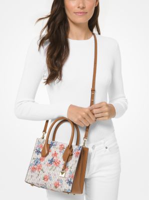 Mercer Medium Floral Logo Accordion Crossbody Bag Michael Kors