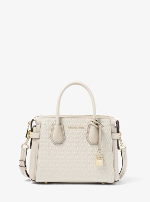 Mercer Small Logo Debossed Pebbled Leather Belted Satchel