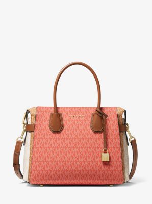 Michael kors mercer medium color block logo best sale belted satchel
