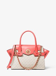 Carmen Small Logo and Leather Belted Satchel  - PINK GRAPEFRUIT - 30S0GNMS1B