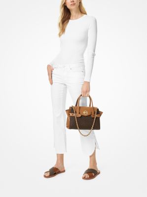 Carmen Small Logo and Leather Belted Satchel