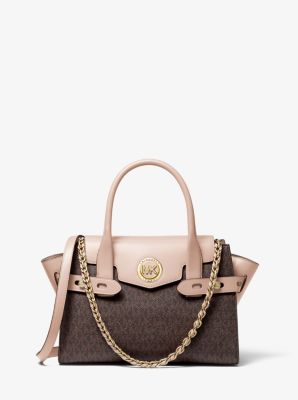 Carmen Small Logo and Leather Belted Satchel 