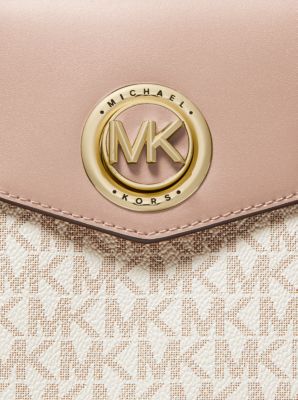 Michael kors carmen small logo and leather belted satchel hotsell