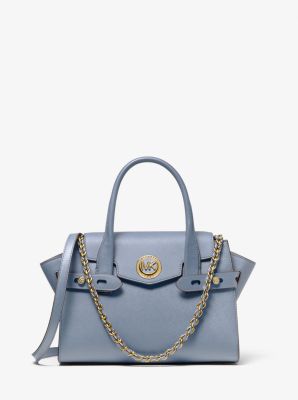 Michael Kors Carmen Small Saffiano Leather Belted Satchel - Blue White