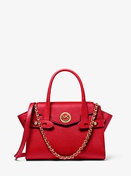 Carmen Small Saffiano Leather Belted Satchel  - BRIGHT RED - 30S0GNMS1L