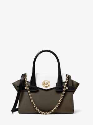 MICHAEL Michael Kors Carmen Small Flap Belted Satchel in Natural