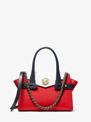Henkeltasche Carmen Small aus Saffianleder in Blockfarben mit Gürteldetails image number 0